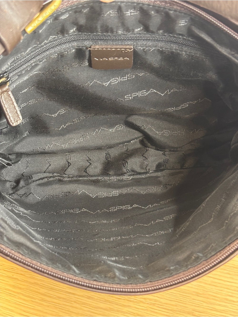 Y2K Vintage Via Spiga Chocolate Brown Leather Ruched Shoulder Bag - Picture 10 of 11